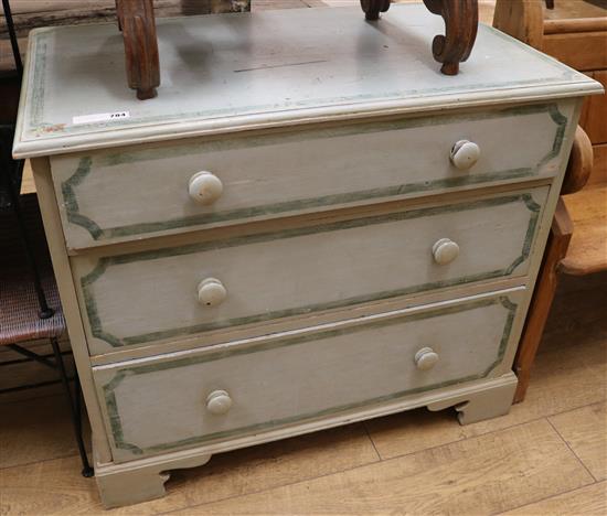 A painted chest of drawers, W.93cm
